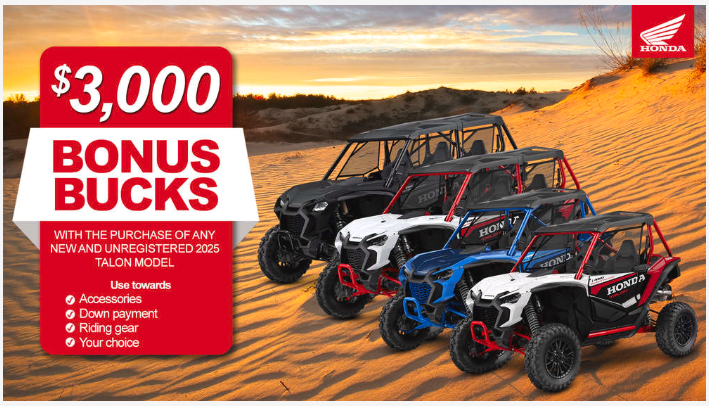 You are currently viewing Honda – $3,000 Bonus Bucks on Talon models